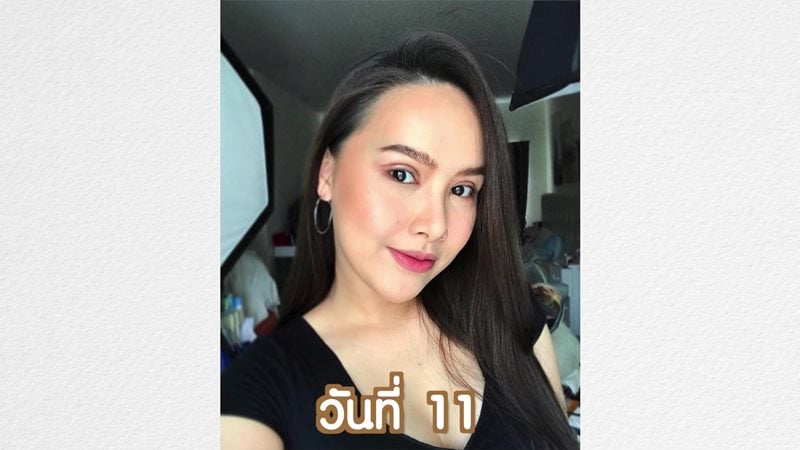 หลังทำตาสองชั้น 11 วัน เริ่มแต่งหน้า เว้นช่วงตาเอาไว้